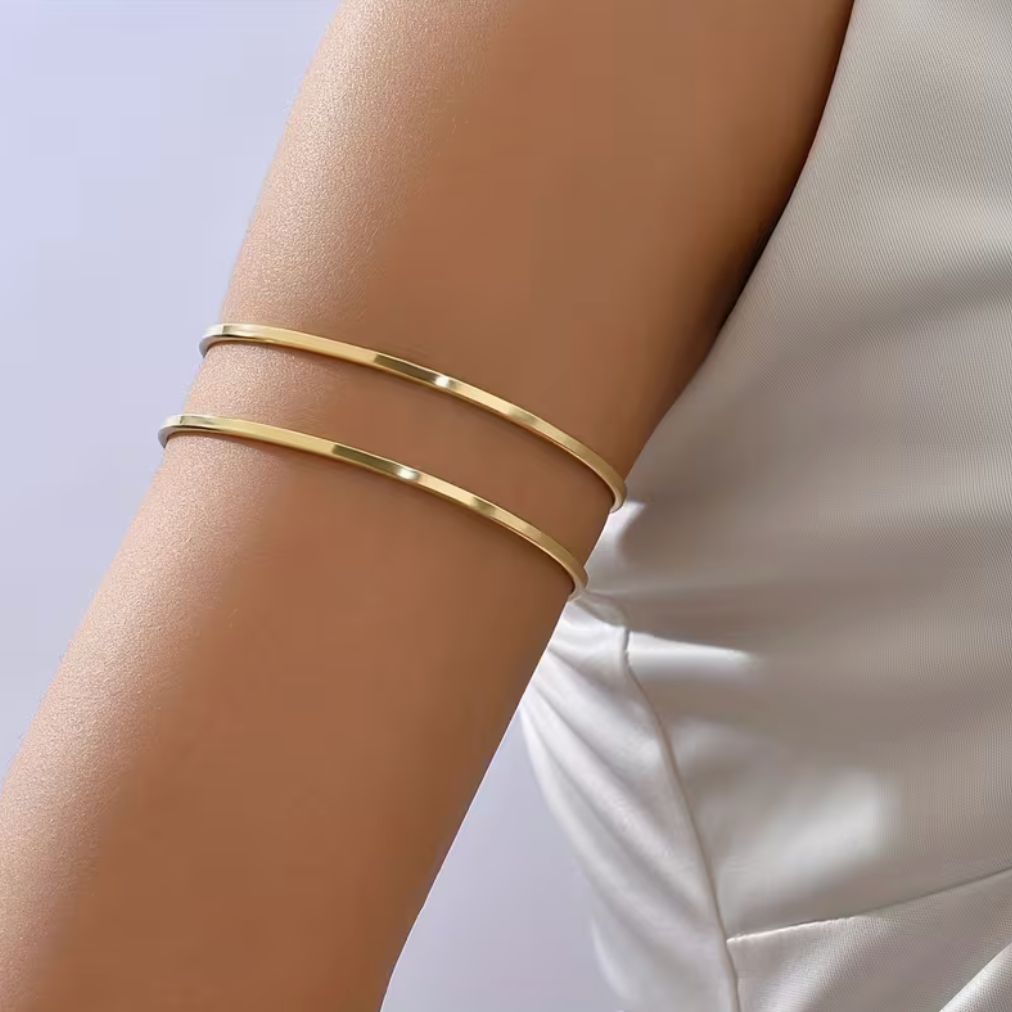 Gold Double Band Cuff Bracelet