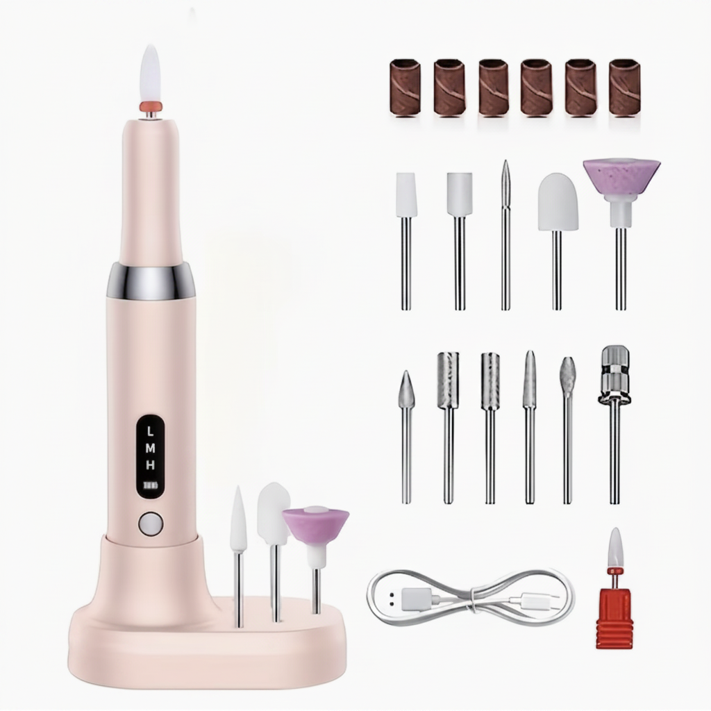 Electric Nail Drill Set – White Background