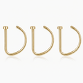 Gold D-Shape Nose Rings — White Background