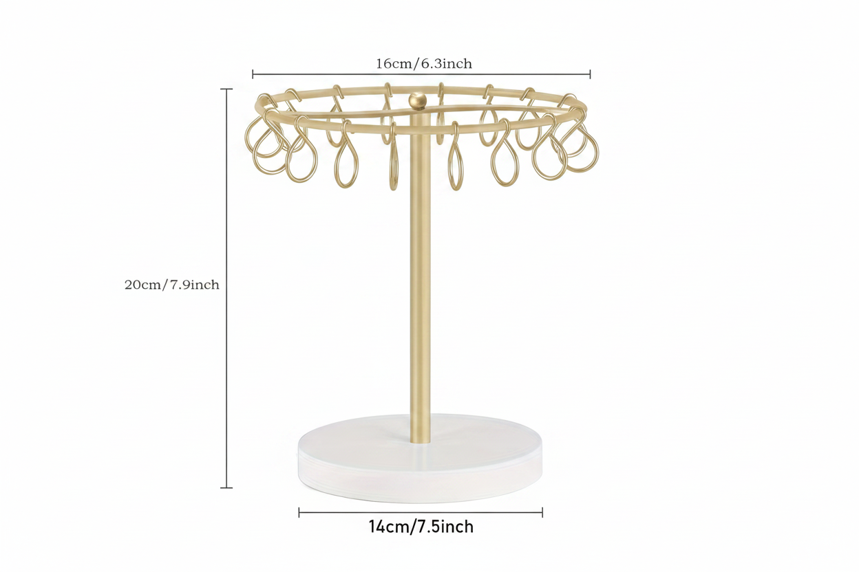 Gold Earring Stand — White Background