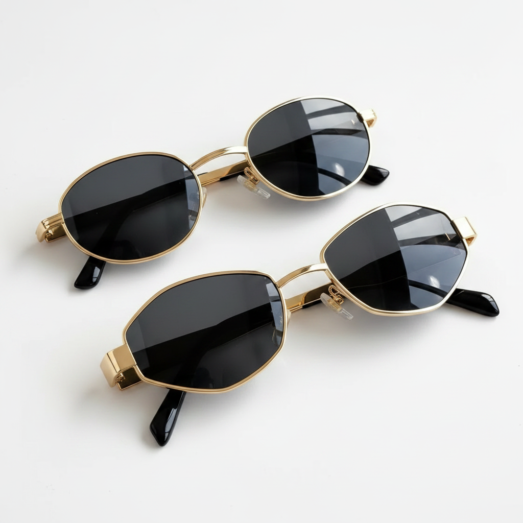 Gold Sunglasses White Background