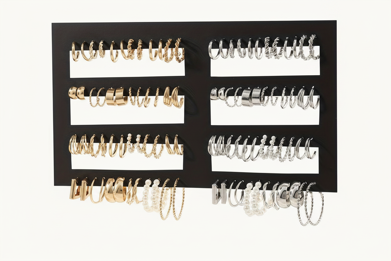 Hoop Earrings Set — Clean White Background