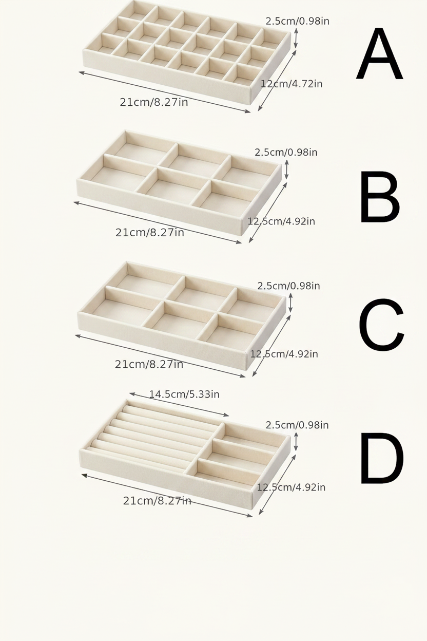 Jewelry Tray Variants A-D - White Background
