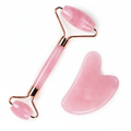 Rose Quartz Roller & Gua Sha - High Contrast White Background